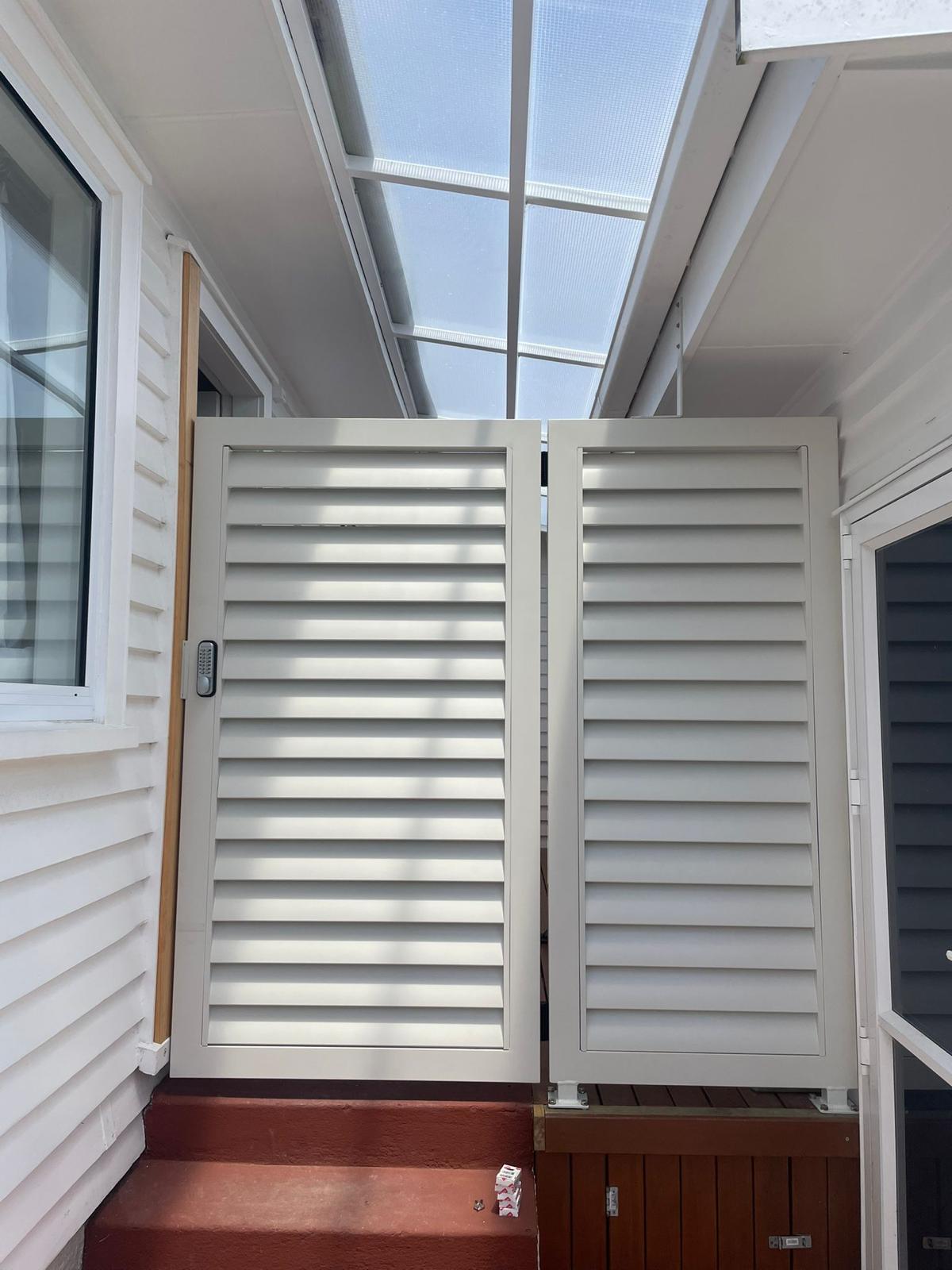 Aluminum Pedestrian Swing Gate - Louvre Style - WHITE