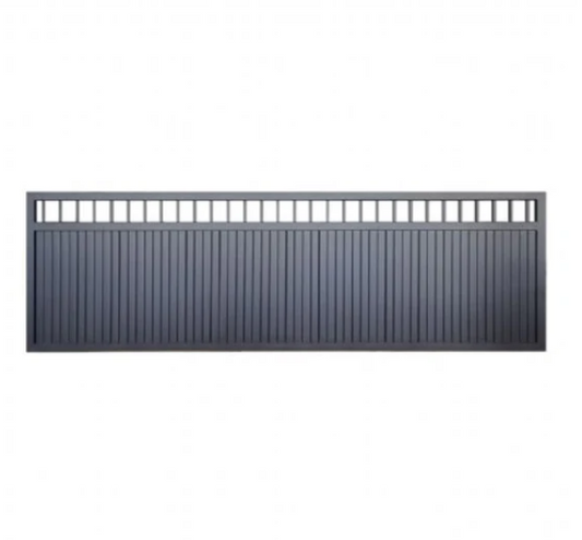 SLTG Aluminium Sliding Gate – Window Top Solid BLACK