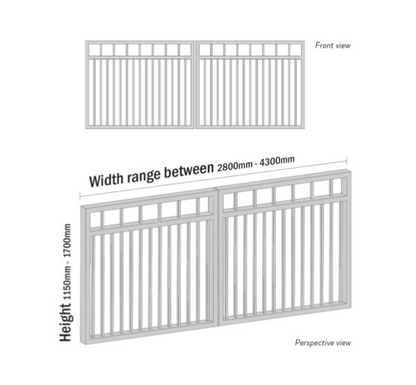 SWOF Swing Aluminum Double Gates Window Flat Top Black
