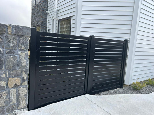 Aluminum Swing Gate - Horizontal Slat - BLACK