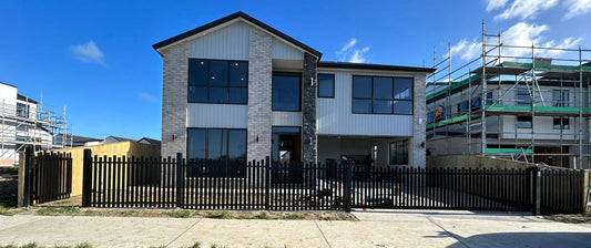 Aluminum Driveway Sliding Gate - Half Privacy - BLACK