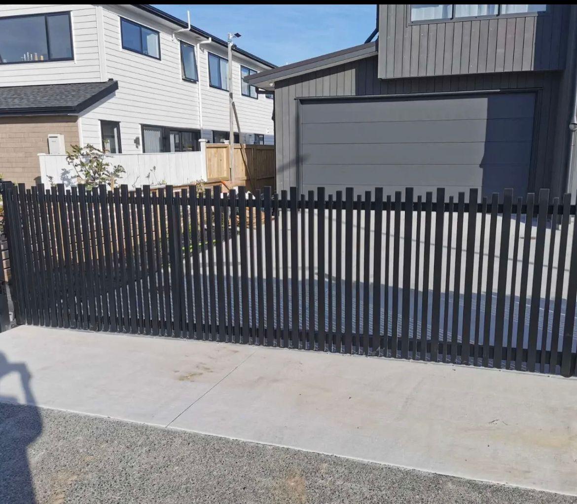 Aluminum Driveway Sliding Gate - Haft Privacy - BLACK