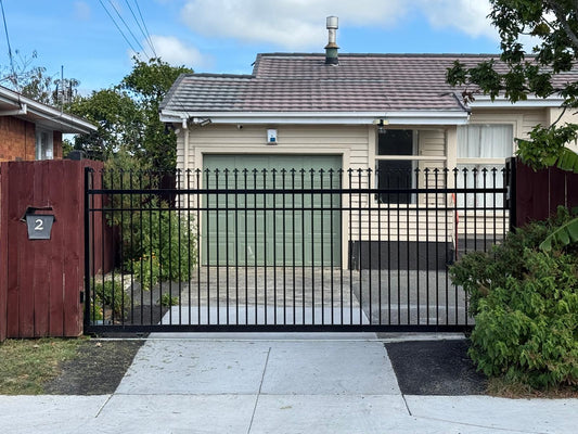 Steel Driveway Sliding  Gate - Vintage Design - BLACK