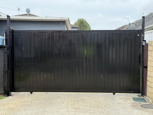 Steel Driveway Sliding Gate - Solid - BLACK